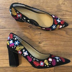 Gunmetal black velvet pointed heels. NWOT.